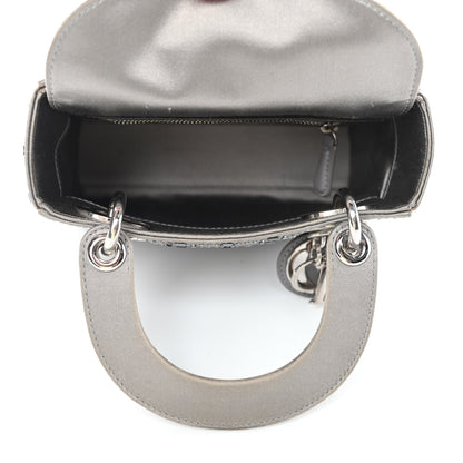 Christian Dior Satin Crystal Cannage Mini Lady Dior Gray 5 of 12