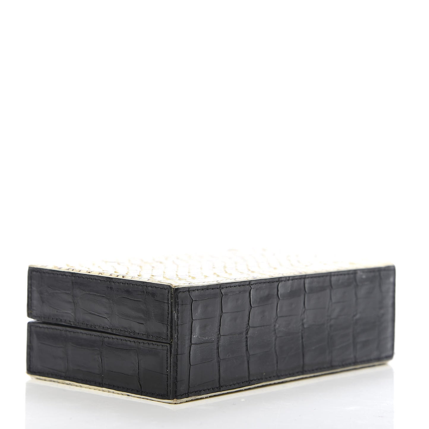 Snakeskin Crocodile Box Clutch Ivory Black