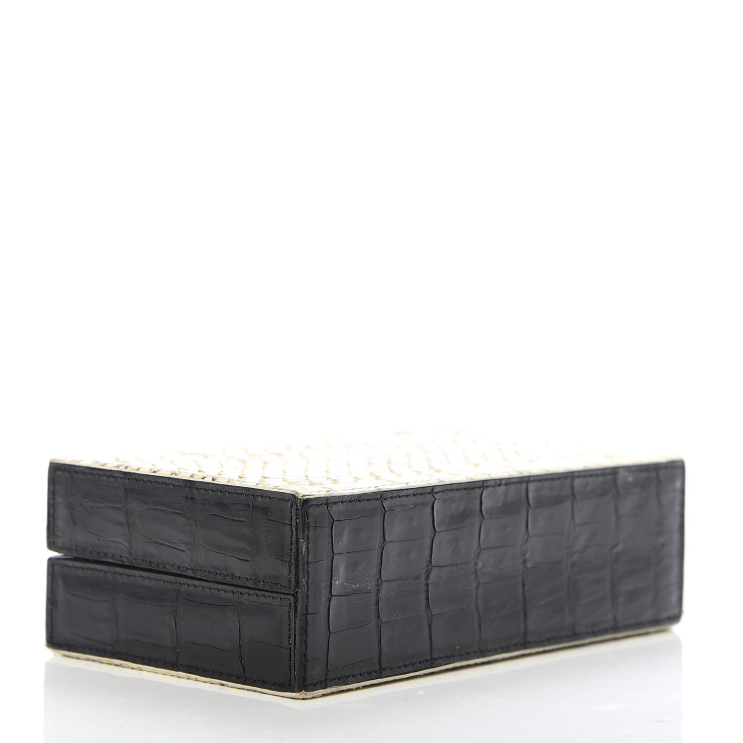Nancy Gonzalez Snakeskin Crocodile Box Clutch Ivory Black 4 of 10