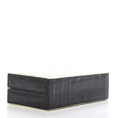 Nancy Gonzalez Snakeskin Crocodile Box Clutch Ivory Black 4 of 10