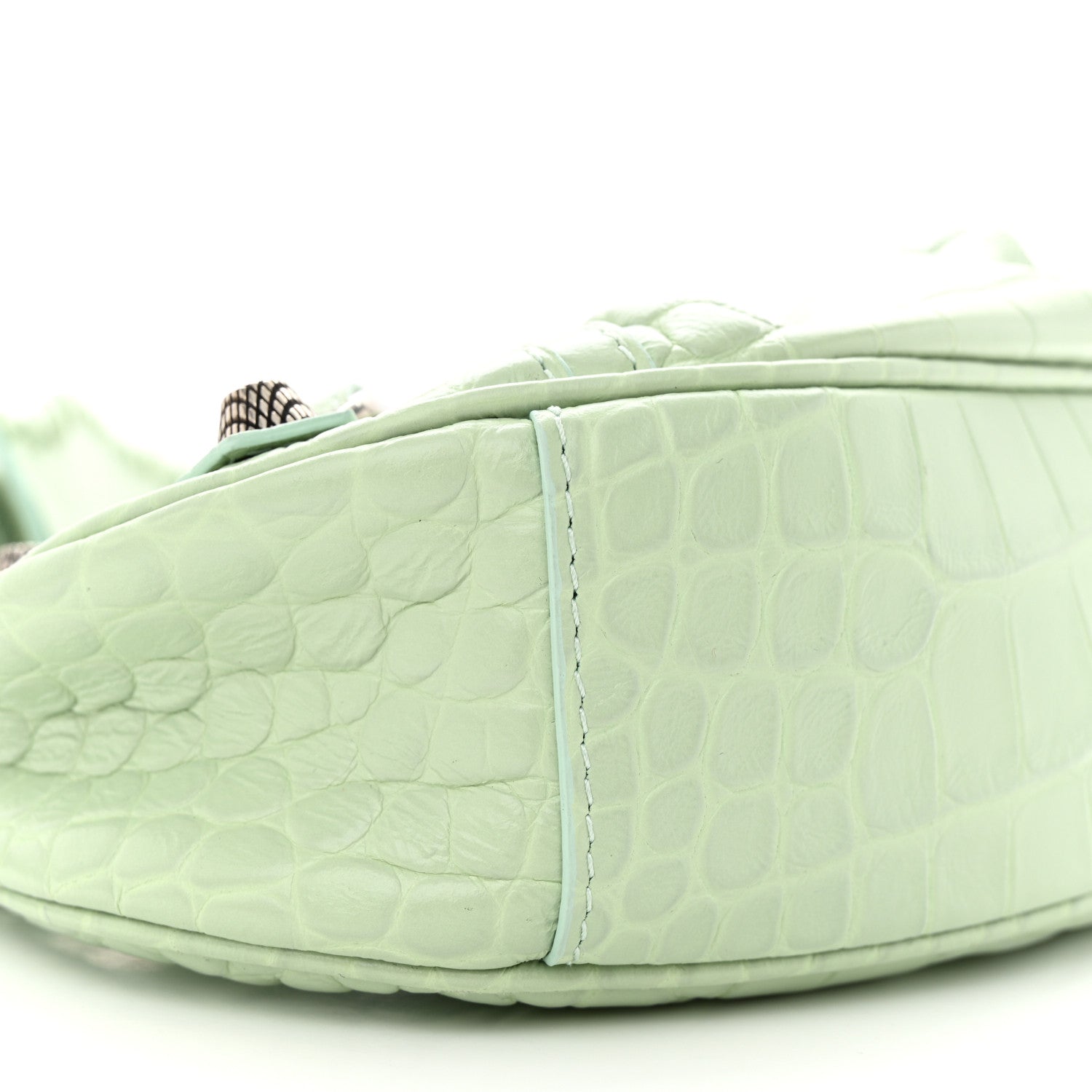 Balenciaga Extra Supple Calfskin Crocodile Embossed Le Cagole Shoulder Bag XS Light Green 9 of 11