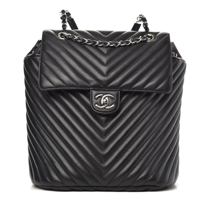 Chanel Calfskin Chevron Quilted Large Urban Spirit Backpack Black 1 of 9