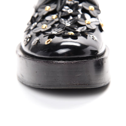 Louis Vuitton Patent Calfskin Blooms Flat Derby Platform Shoes 37 Black 10 of 14
