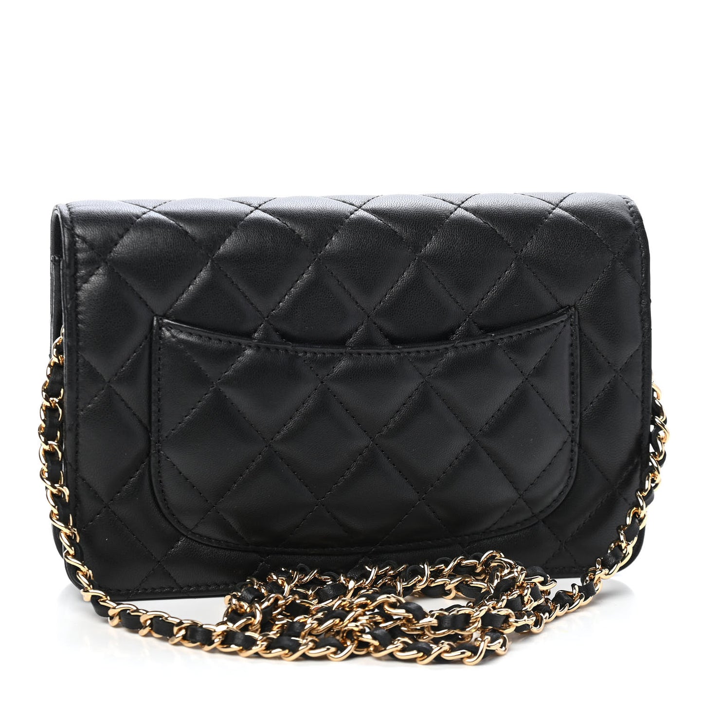 Lambskin Quilted Wallet On Chain WOC Black