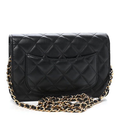 Chanel Lambskin Quilted Wallet On Chain WOC Black 3 of 10