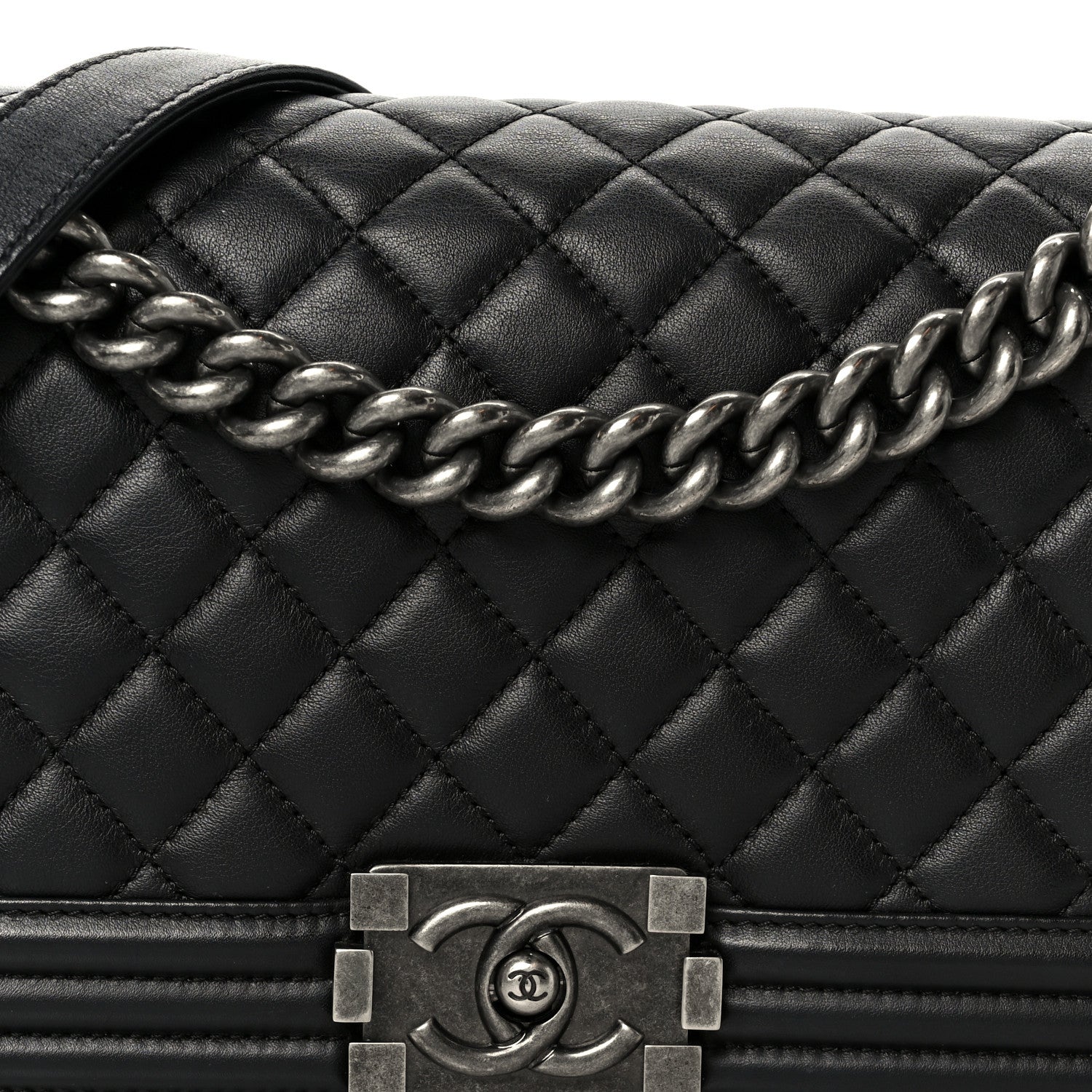 Chanel Lambskin Quilted Medium Boy Flap Black 8 of 10