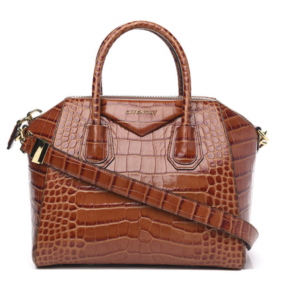Givenchy Calfskin Crocodile Embossed Small Antigona Cognac 1 of 13