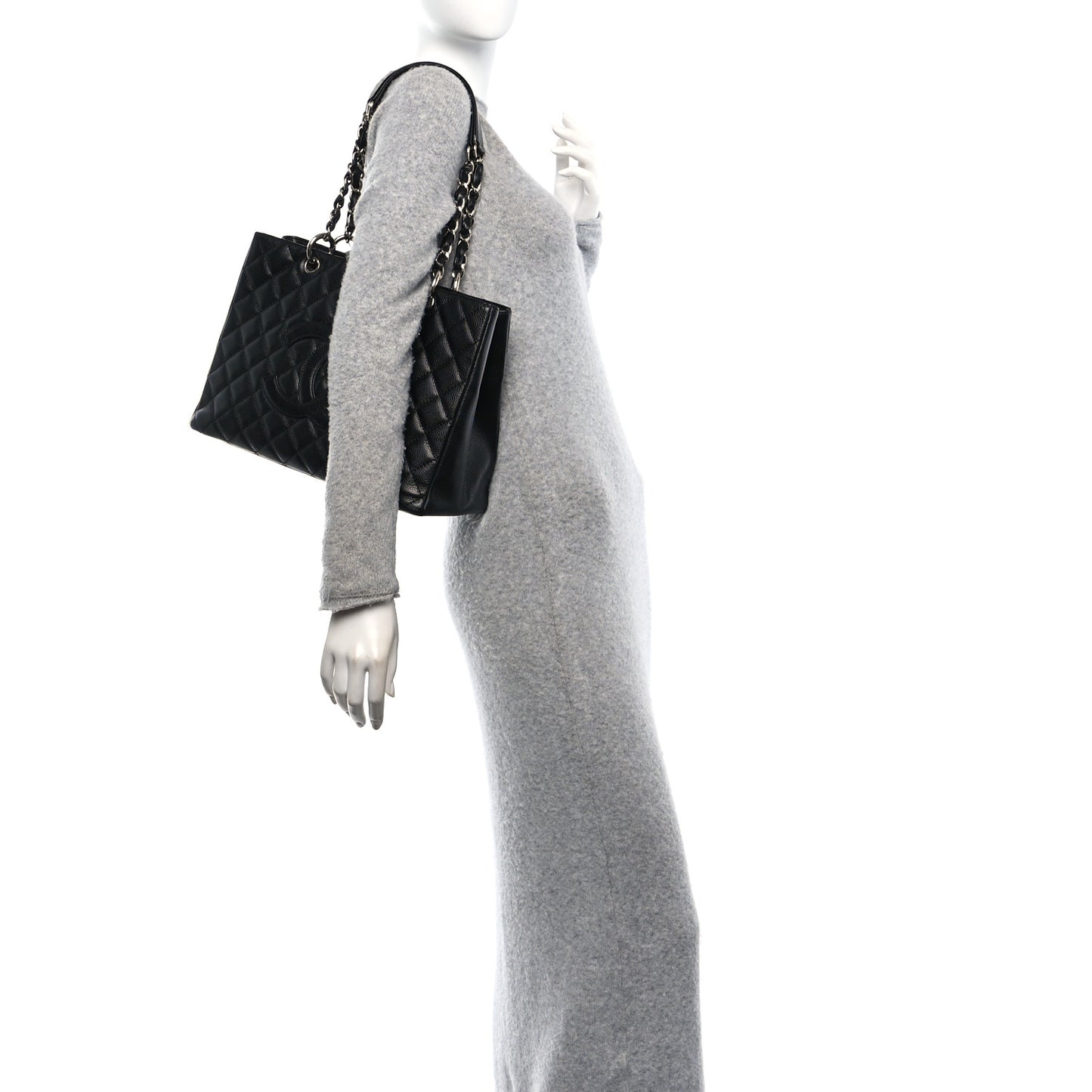 Caviar Quilted Grand Shopping Tote GST Black