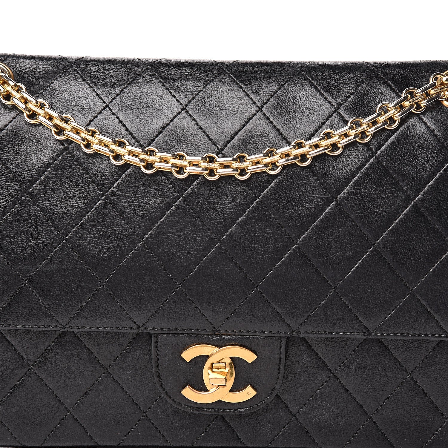 Chanel Lambskin Quilted Medium Double Flap Bijoux Chain Black 12 of 13