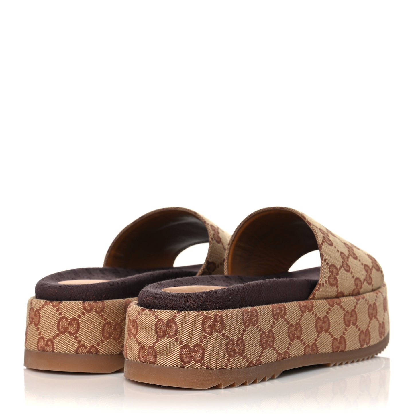 Canvas GG Monogram Angelina Platform Slide Sandals 38 Beige Ruggine