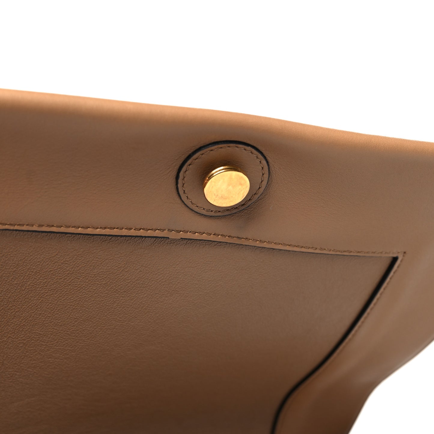 Shiny Smooth Calfskin Medium Frame Shoulder Bag Tan Optic White