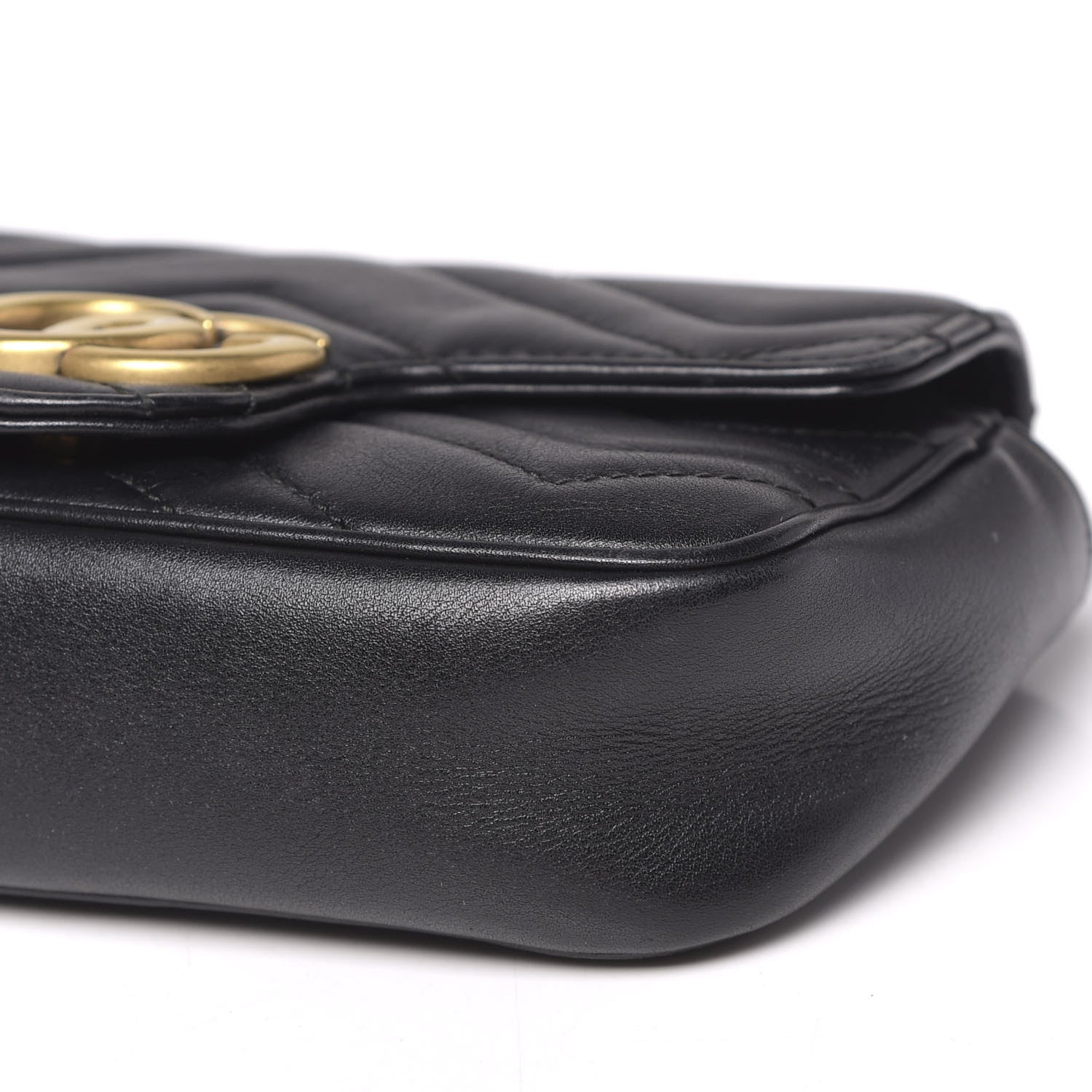 Gucci Calfskin Matelasse Super Mini GG Marmont Shoulder Bag Black 9 of 12