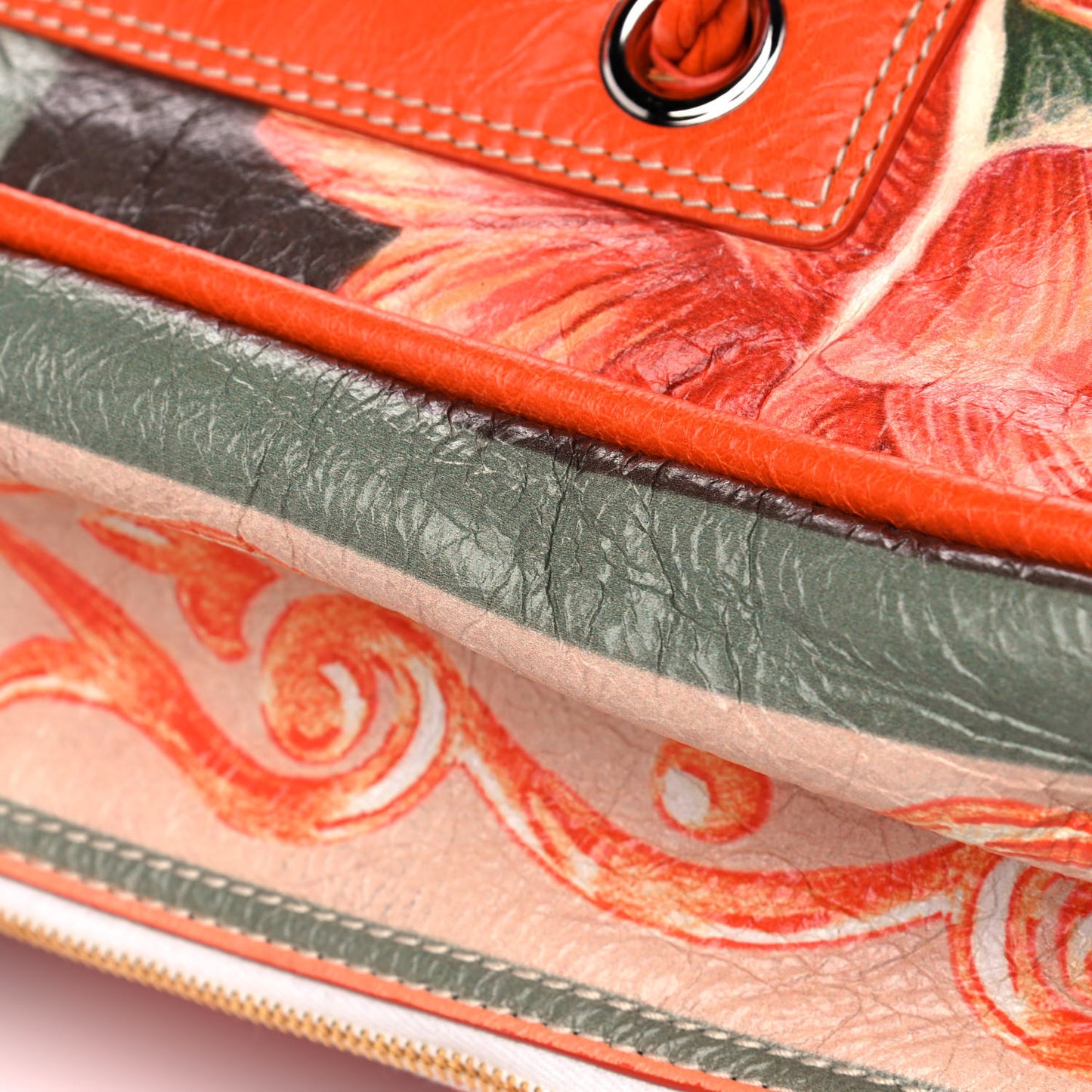 Agneau Floral Print Medium Blanket Square Tote Orange