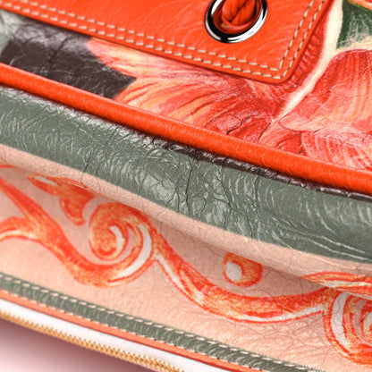 Balenciaga Agneau Floral Print Medium Blanket Square Tote Orange 11 of 12