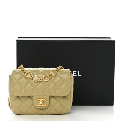Chanel Lambskin Enamel Quilted Mini Coco Hearts Square Flap Light Green 13 of 13