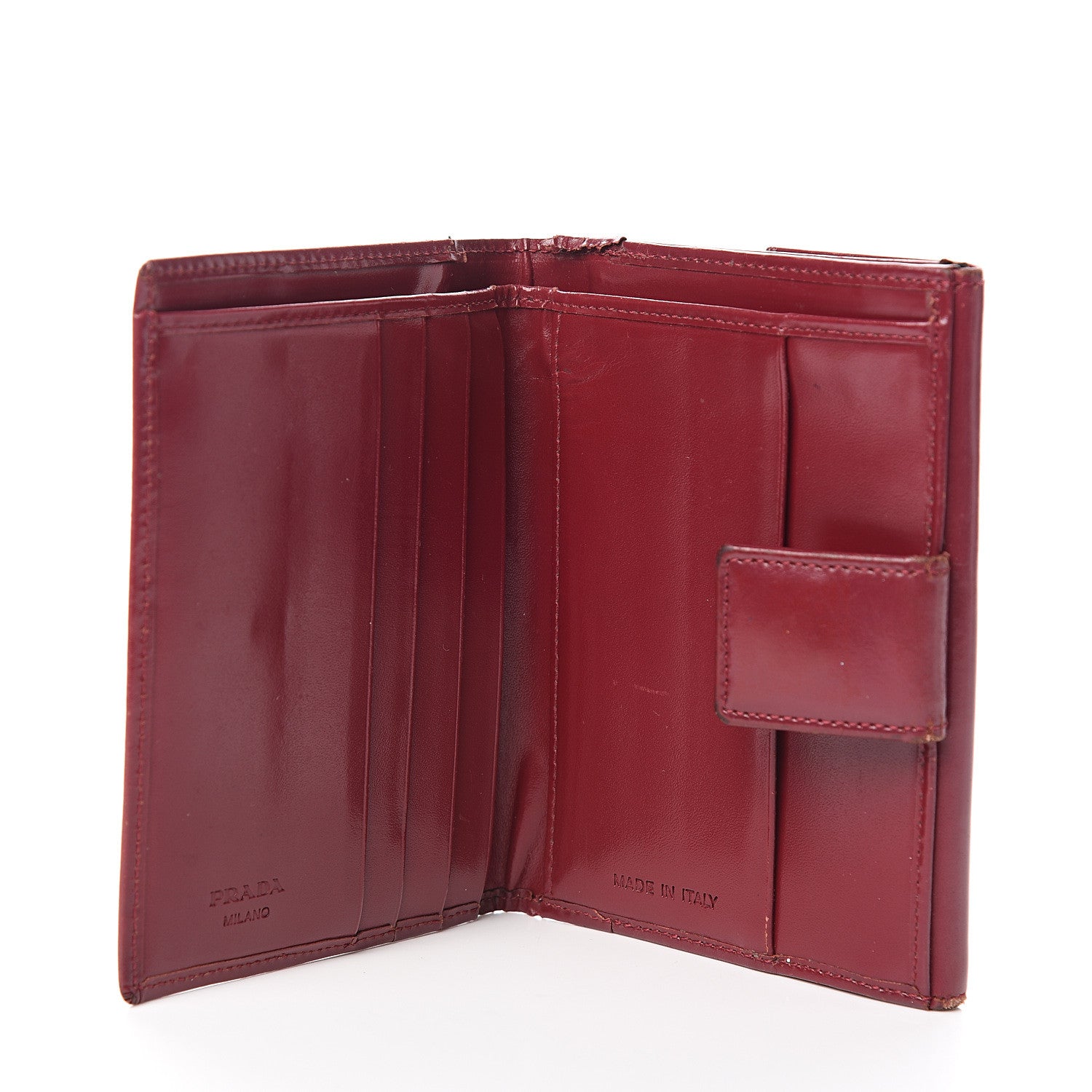 Prada Vitello French Flap Compact Wallet Cherry 4 of 11