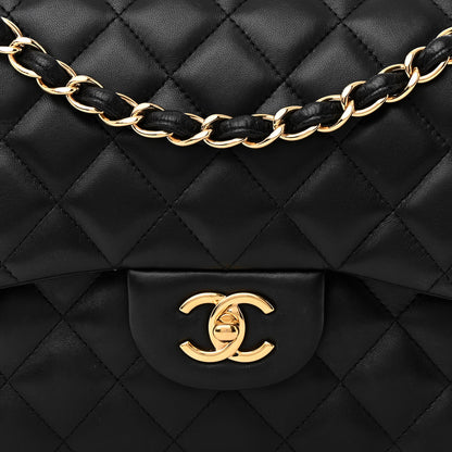 Chanel Lambskin Quilted Jumbo Double Flap Black 15 of 31