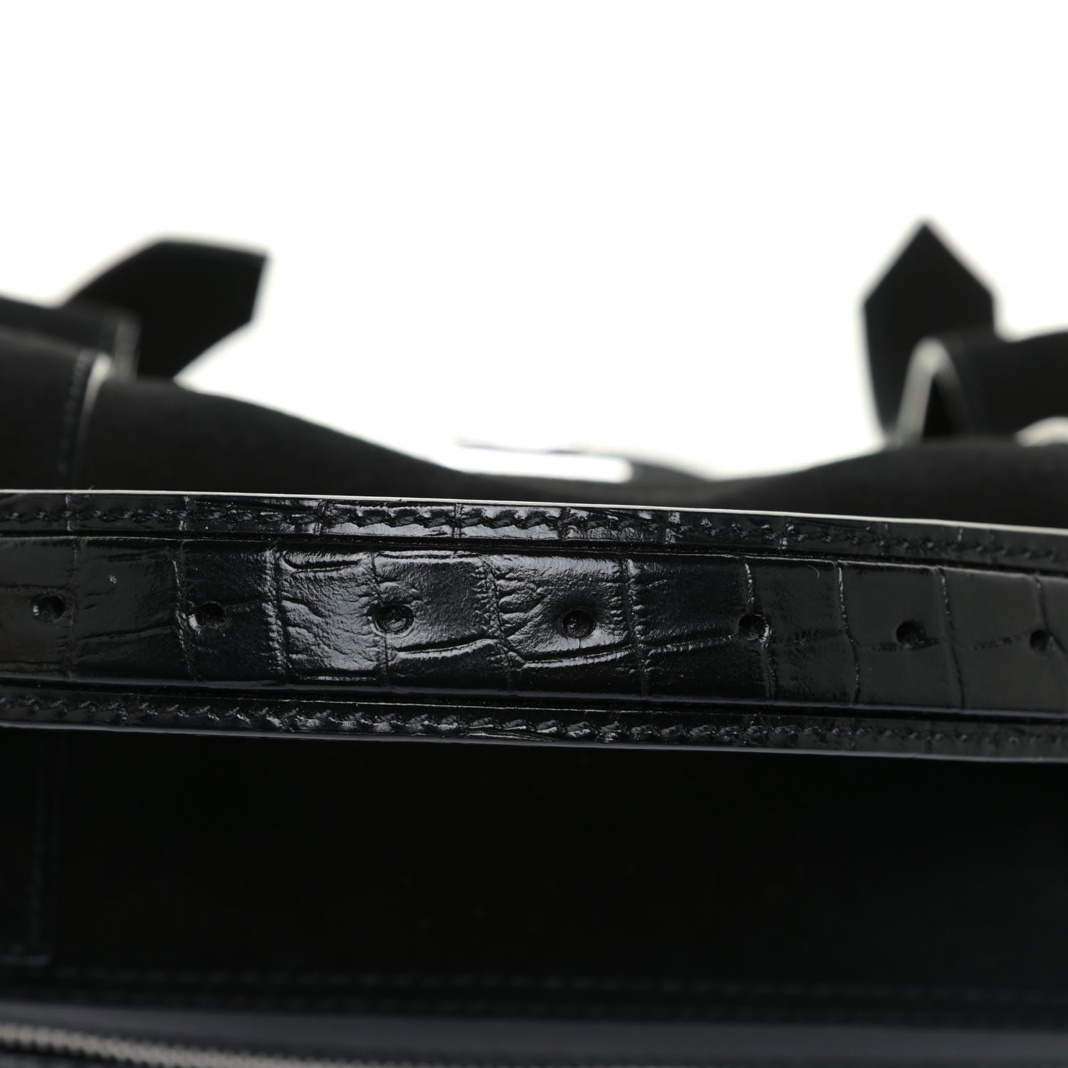 Proenza Schouler Suede Calfskin Crocodile Embossed Medium PS1 Satchel Black 12 of 12
