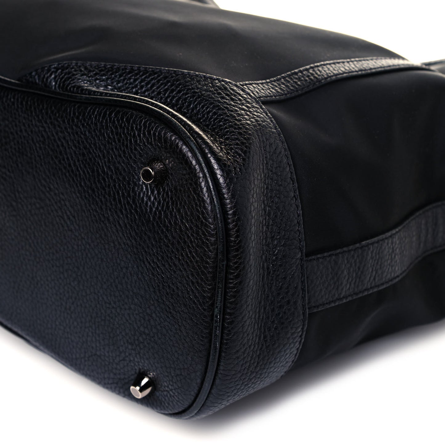 Nylon Calfskin Logo Hobo Black