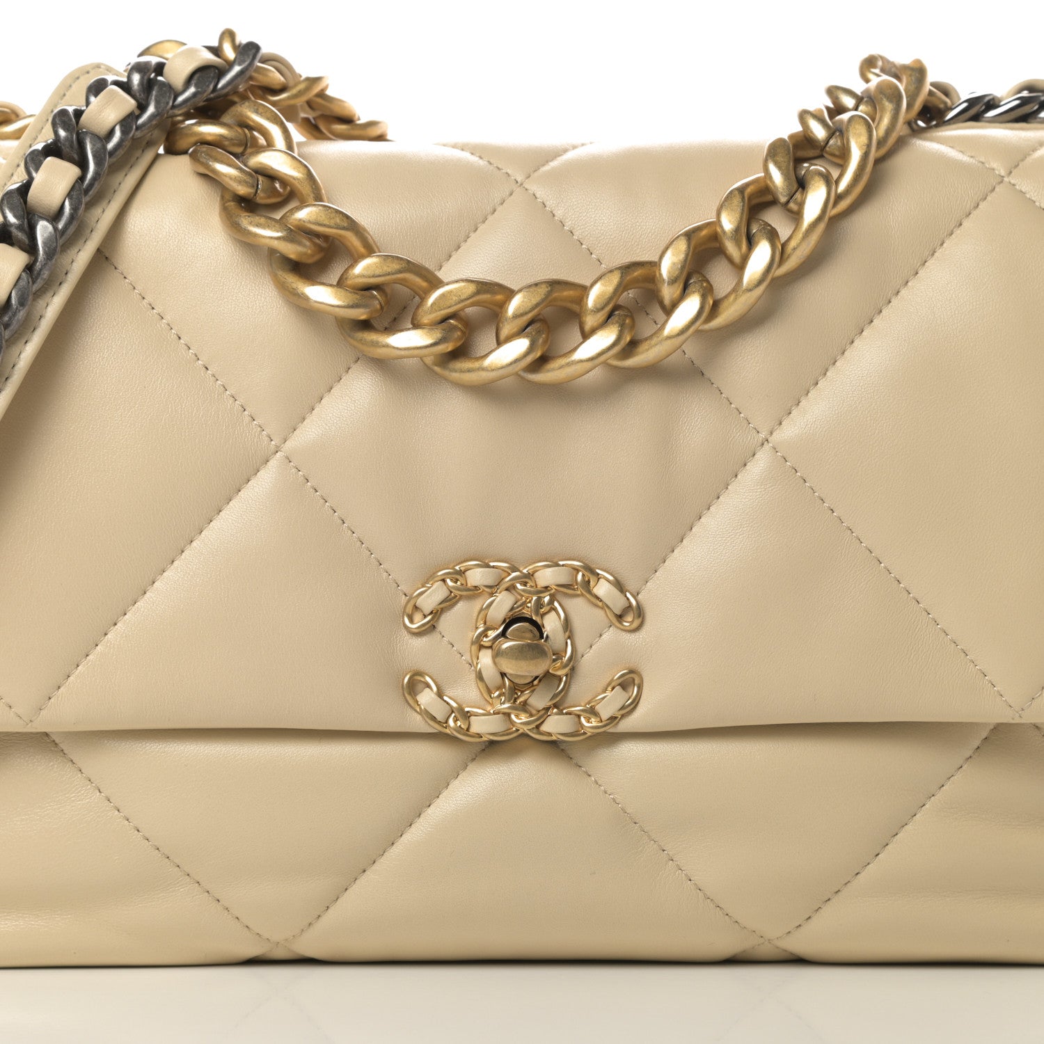 Chanel Lambskin Quilted Large Chanel 19 Flap Beige 8 of 11