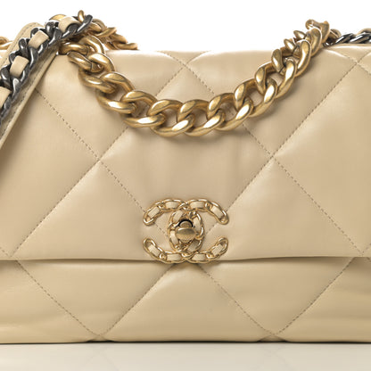 Chanel Lambskin Quilted Large Chanel 19 Flap Beige 8 of 11