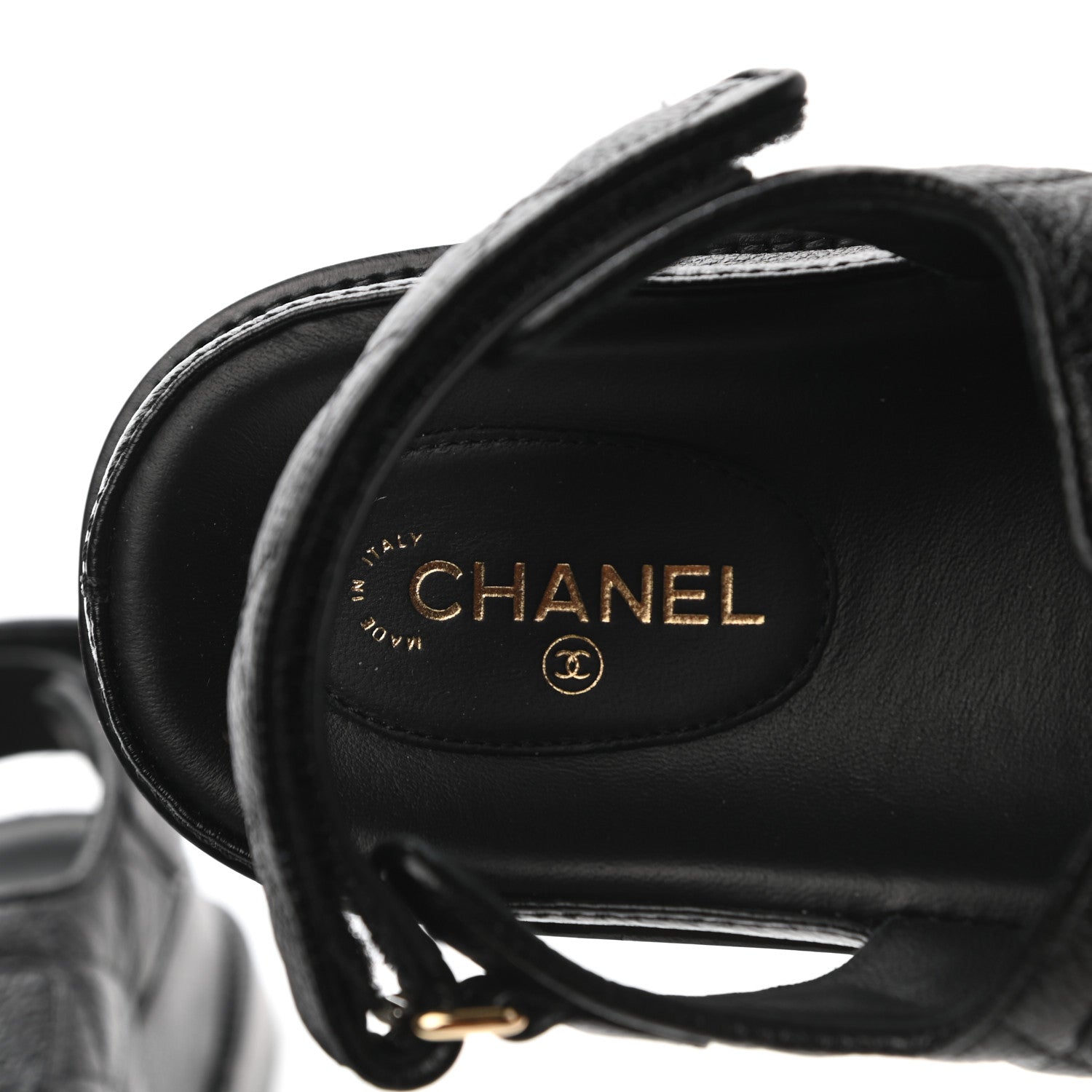 Chanel Grained Calfskin Velcro Dad Sandals 39 Black 7 of 8