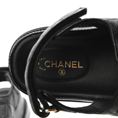 Chanel Grained Calfskin Velcro Dad Sandals 39 Black 7 of 8
