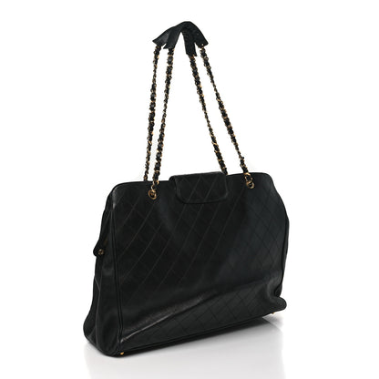 Chanel Calfskin Stitched XL Weekender Black 3 of 11