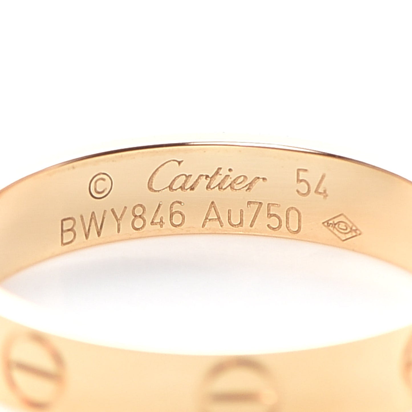 18K Yellow Gold 3.5mm LOVE Wedding Band Ring 54 6.75