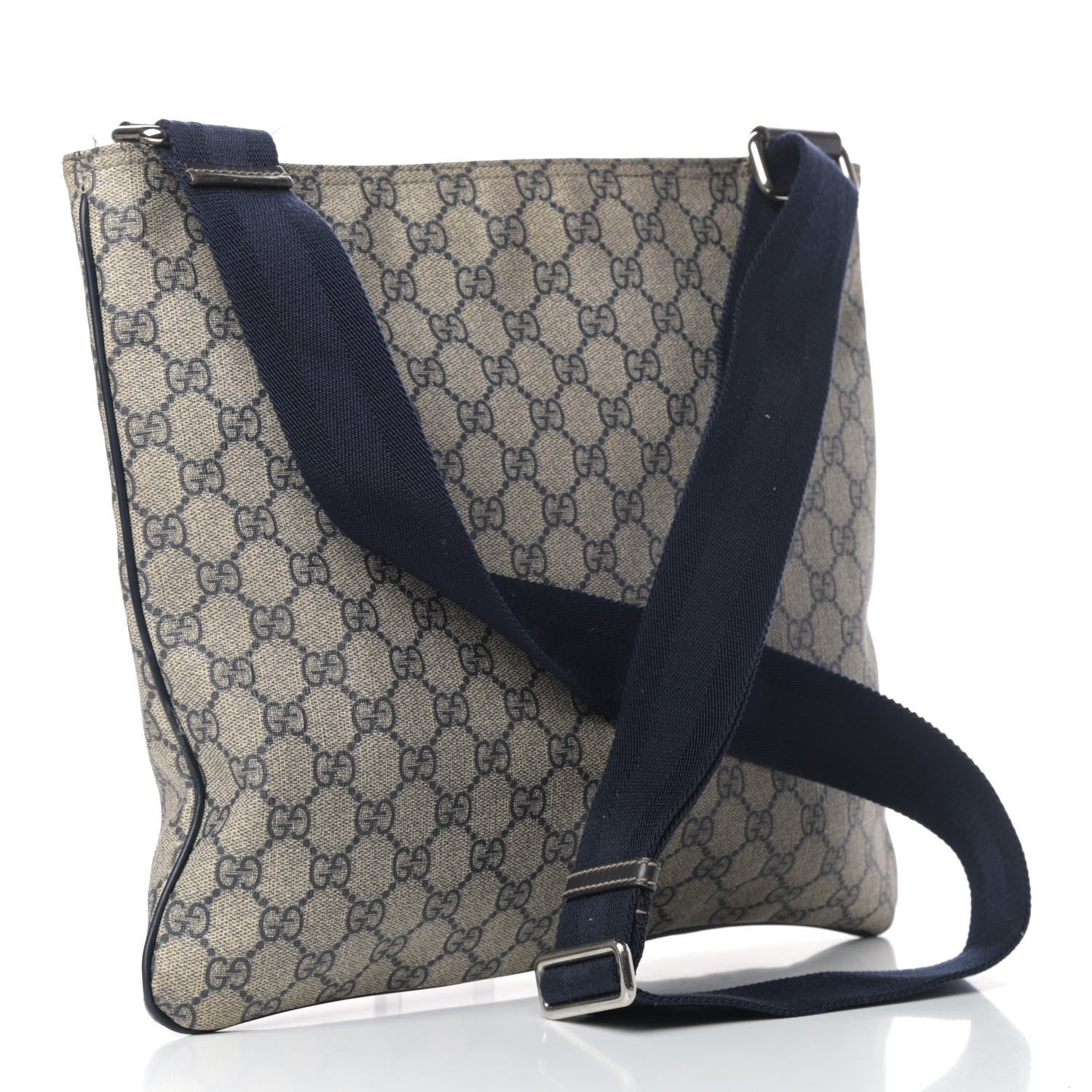 Gucci GG Plus Monogram Large Flat Messenger Bag Beige Blue 3 of 12