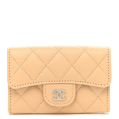 Chanel Caviar Quilted Flap Card Holder Wallet Light Beige 1 of 10