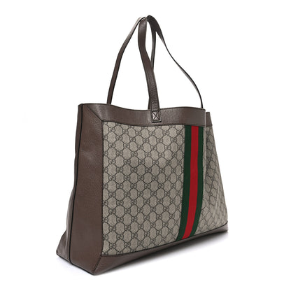 Gucci GG Supreme Monogram Web Ophidia Tote Brown 4 of 12