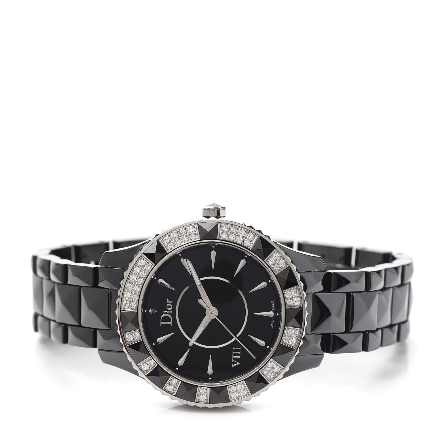 Christian Dior Stainless Steel Ceramic Diamond 38mm Dior VIII Quartz Watch Black 2 of 6
