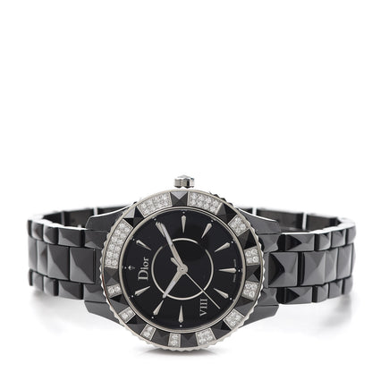 Christian Dior Stainless Steel Ceramic Diamond 38mm Dior VIII Quartz Watch Black 2 of 6