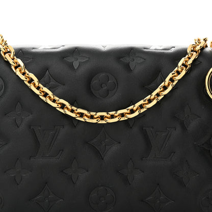Louis Vuitton Lambskin Embossed Monogram Pochette Coussin Black 7 of 14