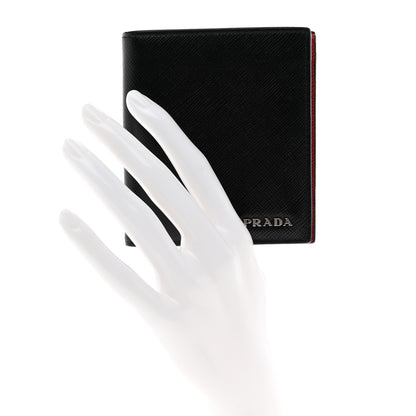 Prada Saffiano Bi-Fold Wallet Black Fuoco 2 of 8