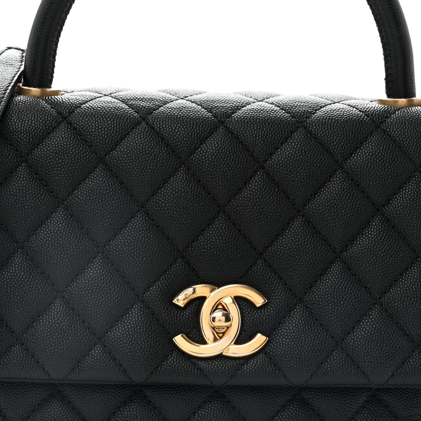 Caviar Quilted Small Coco Handle Flap Black