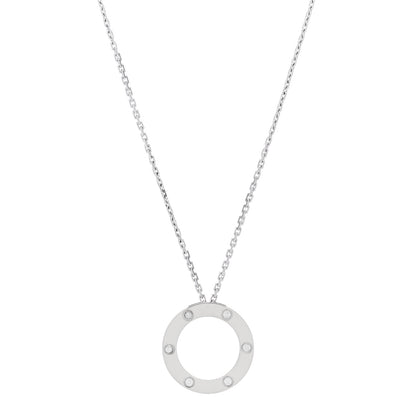 Cartier 18K White Gold 6 Diamonds LOVE Pendant Necklace 1 of 6