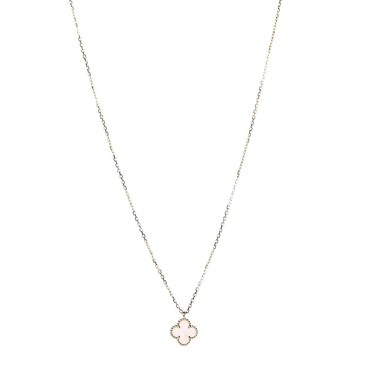 Van Cleef & Arpels 18K Yellow Gold Mother of Pearl Sweet Alhambra Pendant Necklace 1 of 6