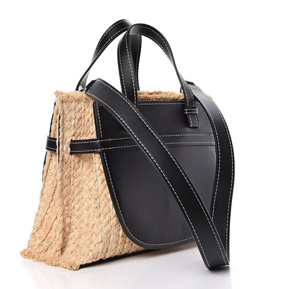 Loewe Calfskin Raffia Small Gate Tote Black 3 of 10