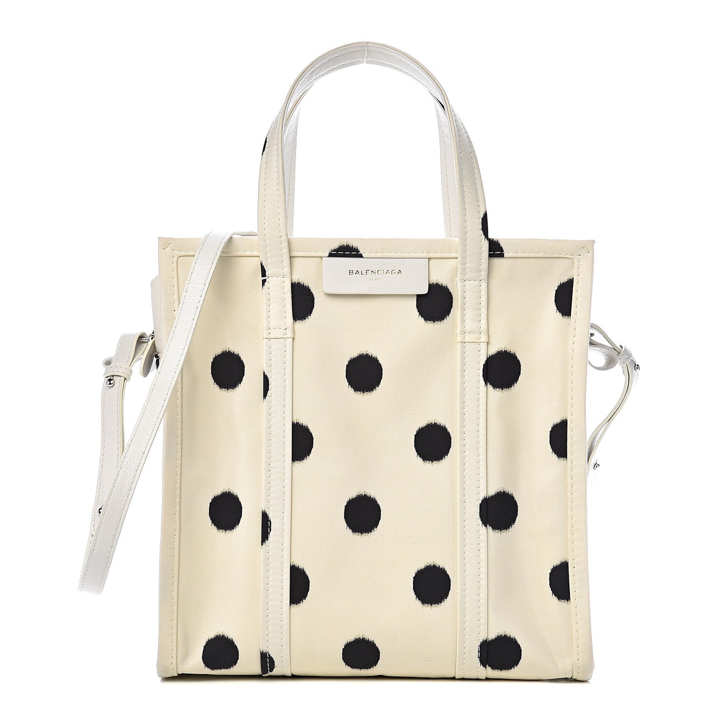 Silk Polka Dot S Bazar Shopper Tote White Black