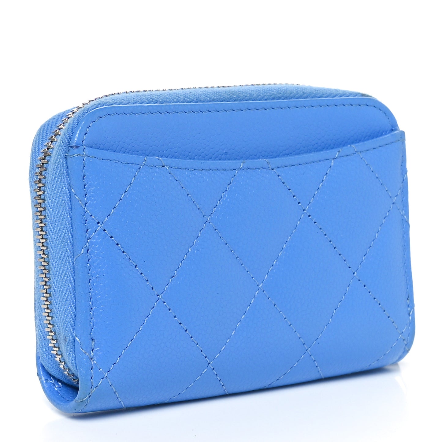 Caviar Quilted Zip Coin Purse Blue
