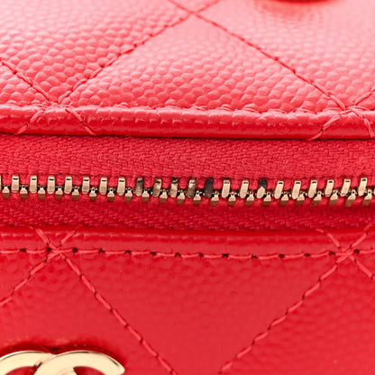 Chanel Caviar Quilted Mini Vanity Case With Chain Red 11 of 12