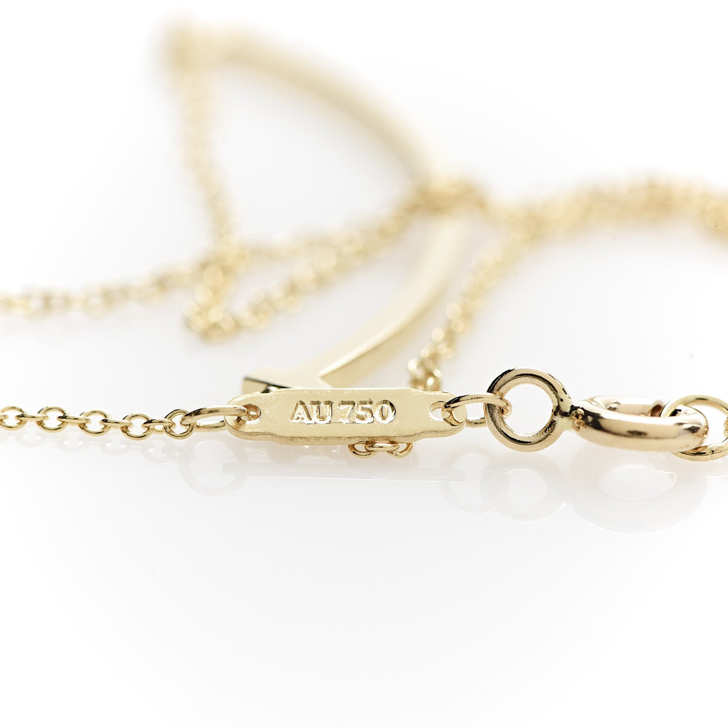 Tiffany 18K Yellow Gold Small T Smile Pendant Necklace 6 of 6