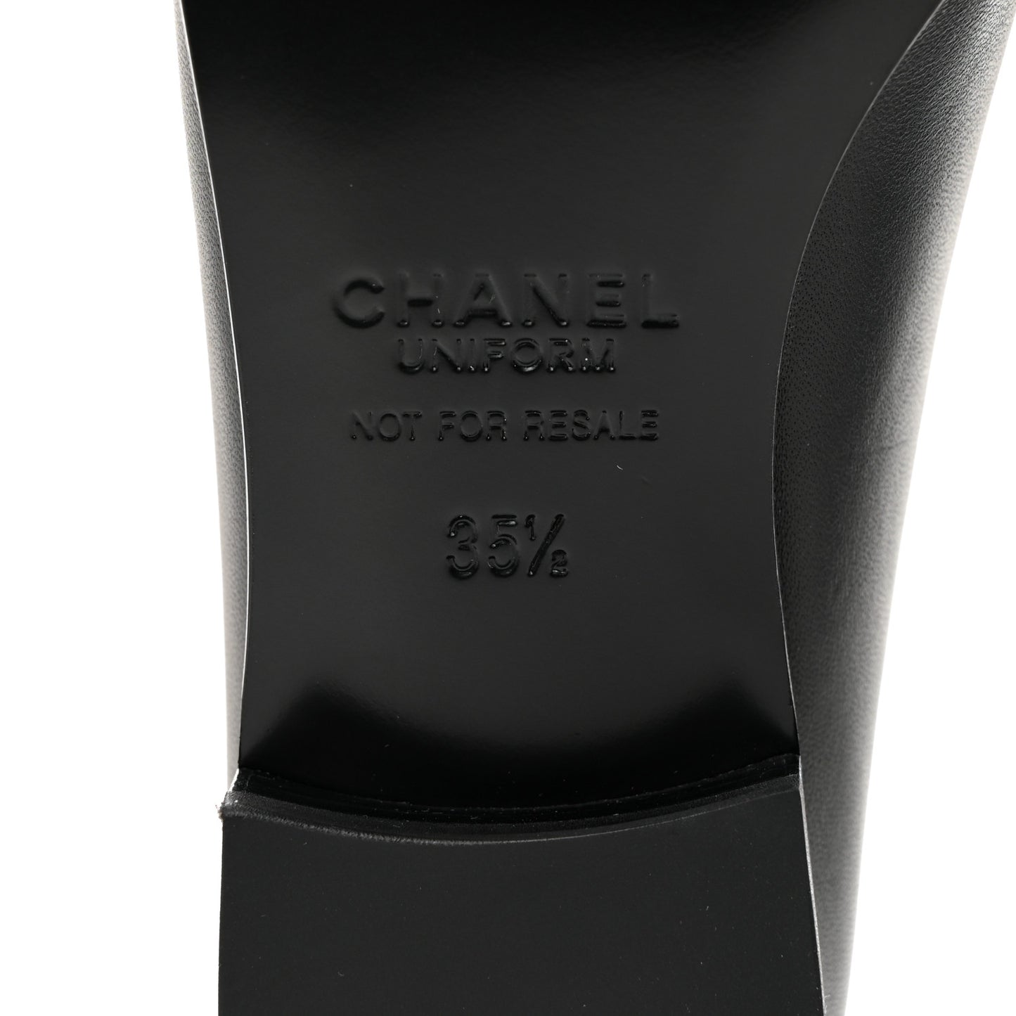 Calfskin Womens Stitched CC Loafers 35.5 Black