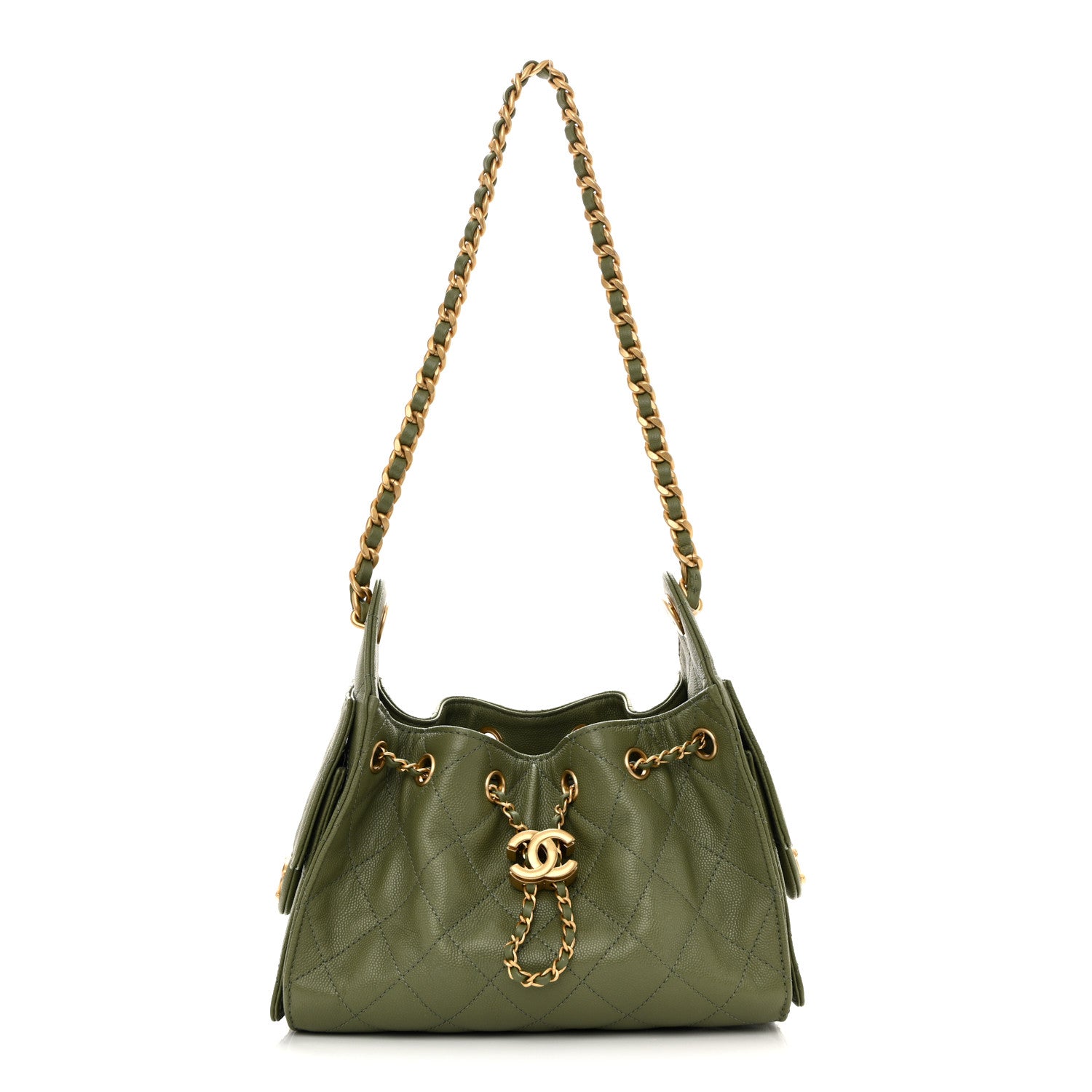 Chanel Caviar Quilted Mini Chanel 25 Handbag Green 1 of 10