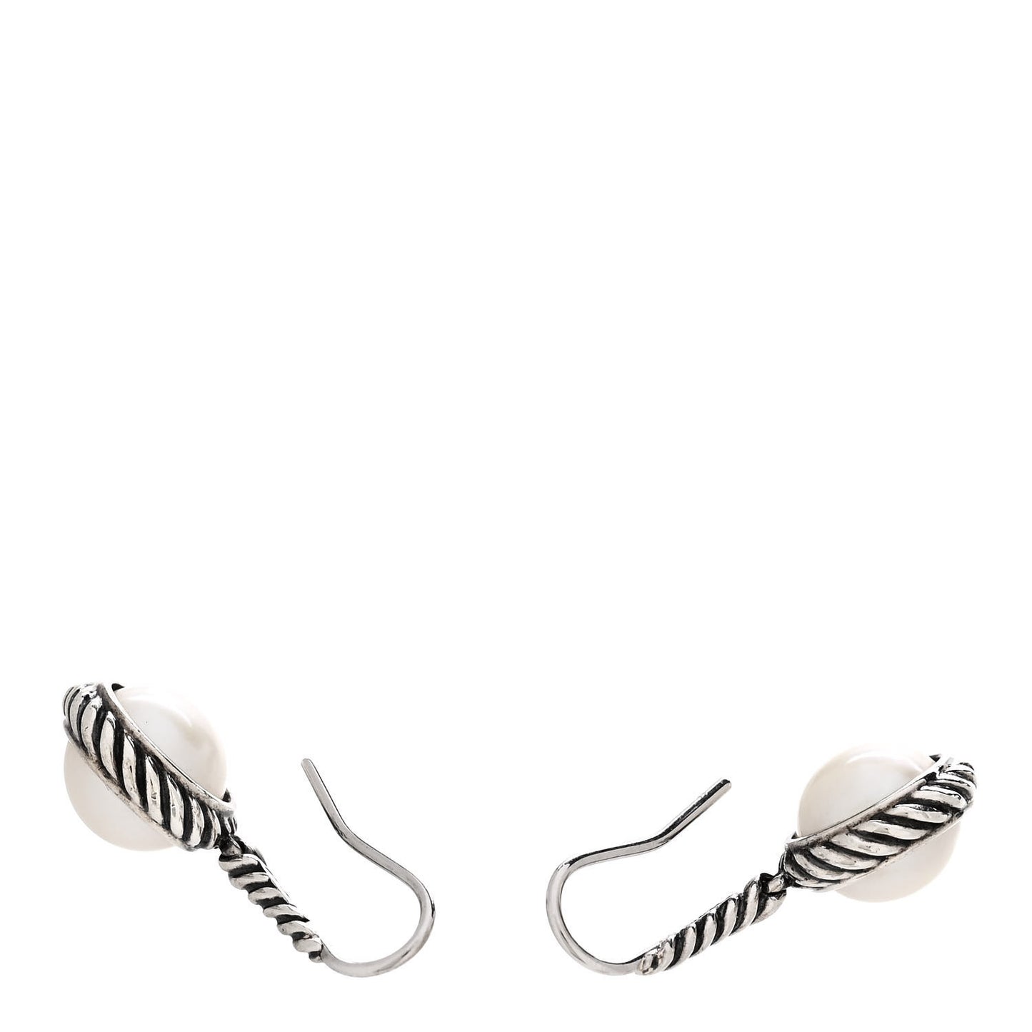 Sterling Silver Pearl 9mm Cable Drop Earrings