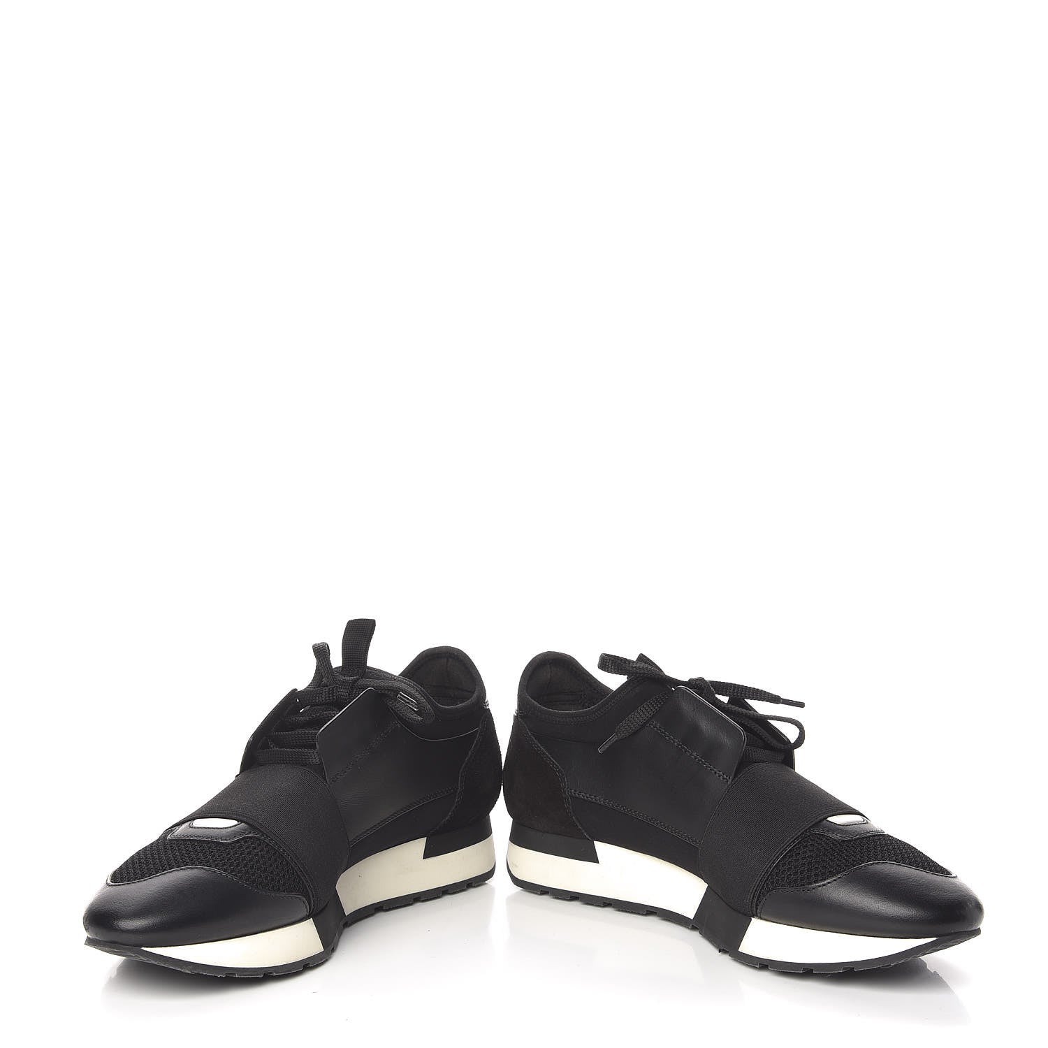 Balenciaga Mesh Calfskin Neoprene Suede Womens Race Runner Sneakers 38 Black 5 of 12
