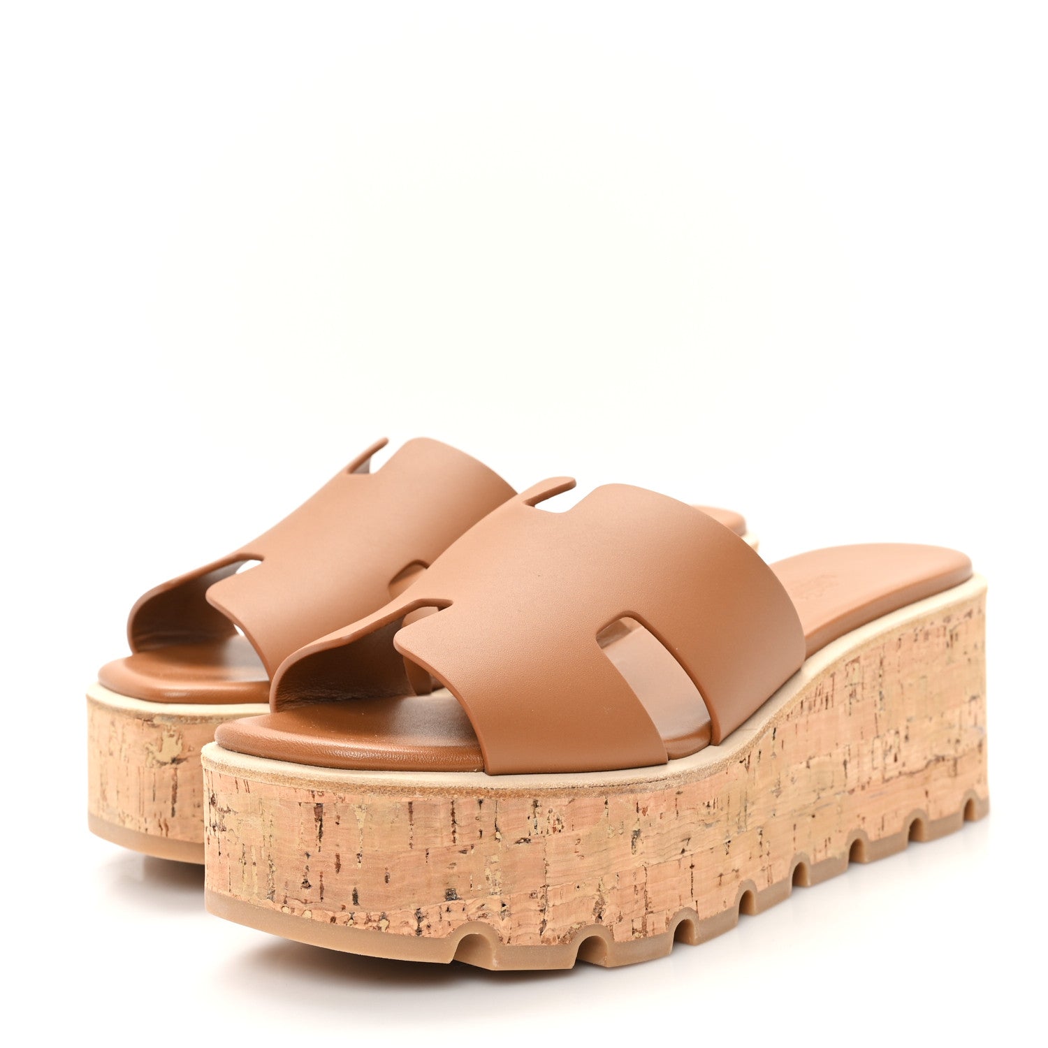 Hermes Calfskin Cork Eze 30 Sandals 37 Gold 4 of 10
