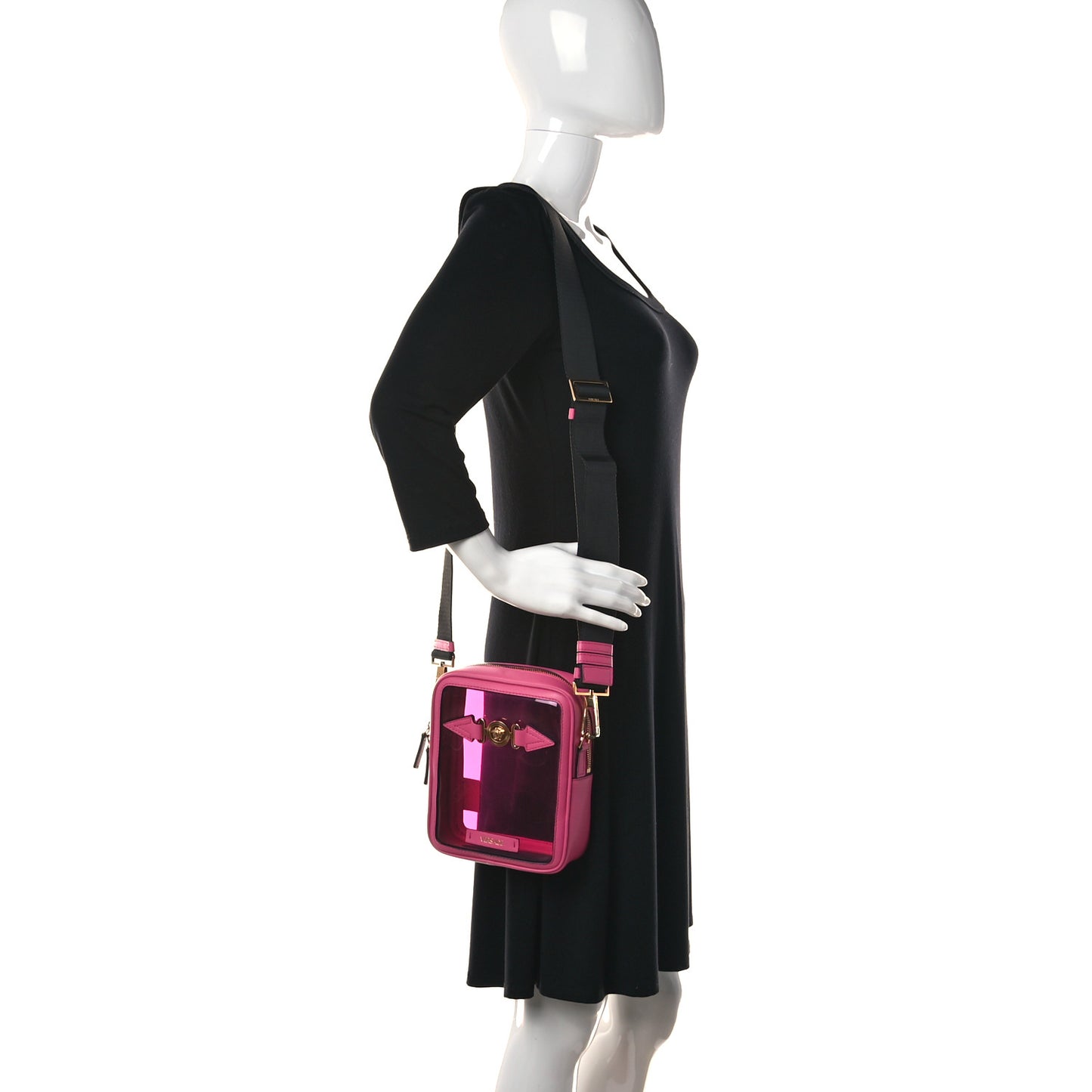 PVC Rubber Medusa Biggie Pouch Bag Fuchsia